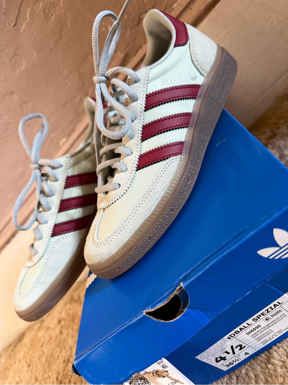 NWT Adidas Handball Spezial Linen Green / Noble Maroon - Men's 4.5 / Women's 5.5